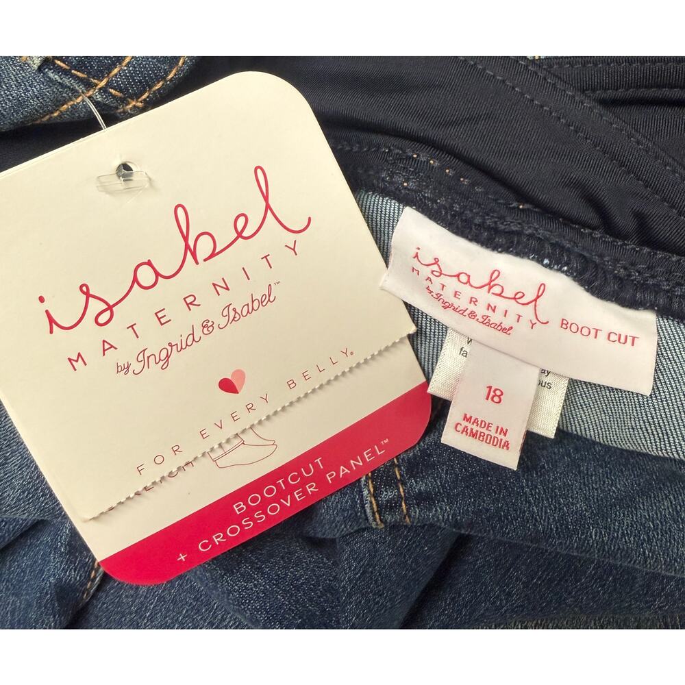 Isabel Maternity Ingrid & Isabel Bootcut Jeans 16 Crossover Panel Stretch New - Picture 11 of 12